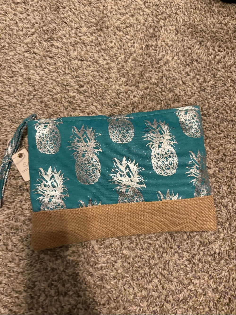 Turquoise Pineapple Print Wristlet Clutch